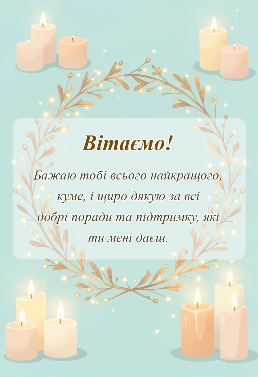унікальна листівка - подяка куму своїми словами