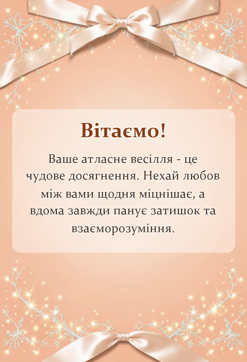 святкова картинка: привітання з атласним весіллям