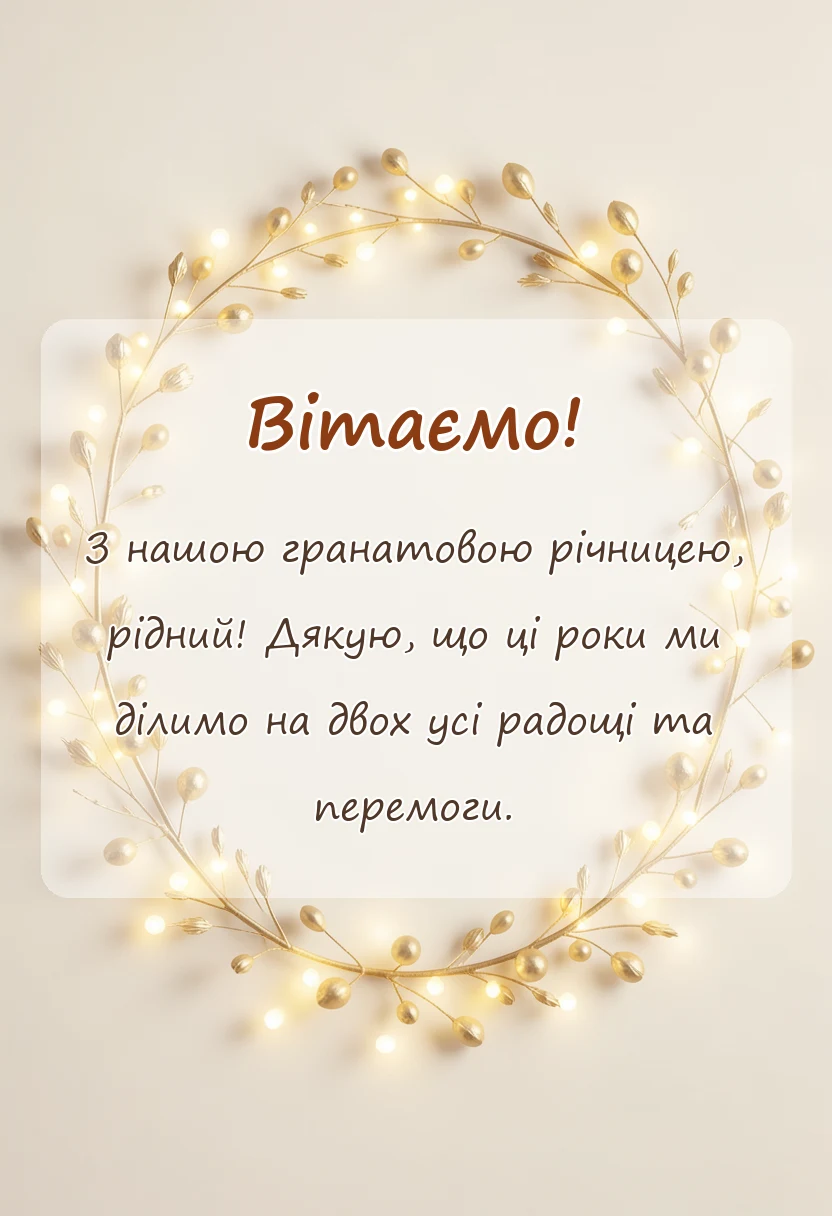 унікальна листівка - привітання з гранатовою річницею чоловіку
