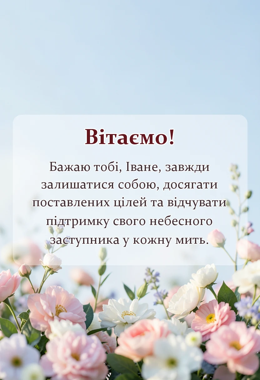 вітальна листівка - привітання з днем ангела івана