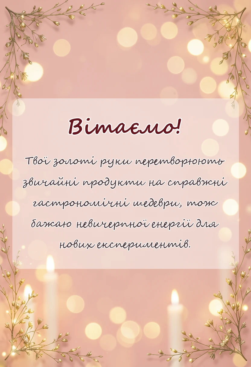 унікальна листівка - привітання з днем кухаря