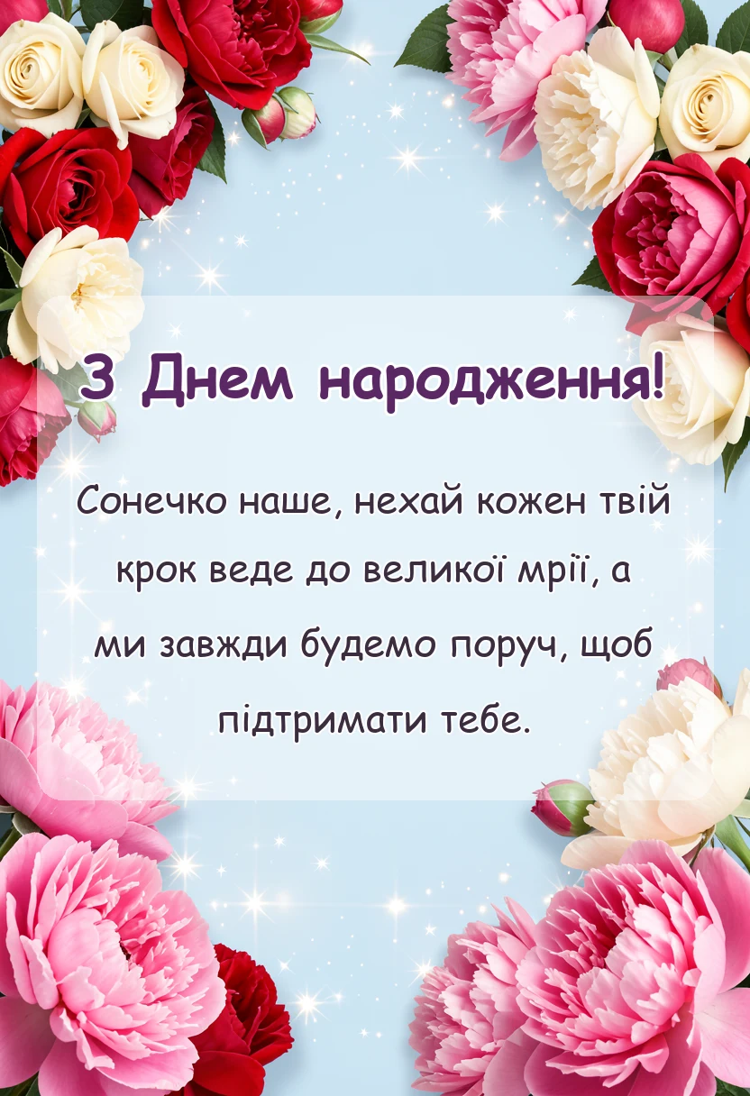 вітальна листівка - привітання з днем народження внучки від бабусі і дідуся