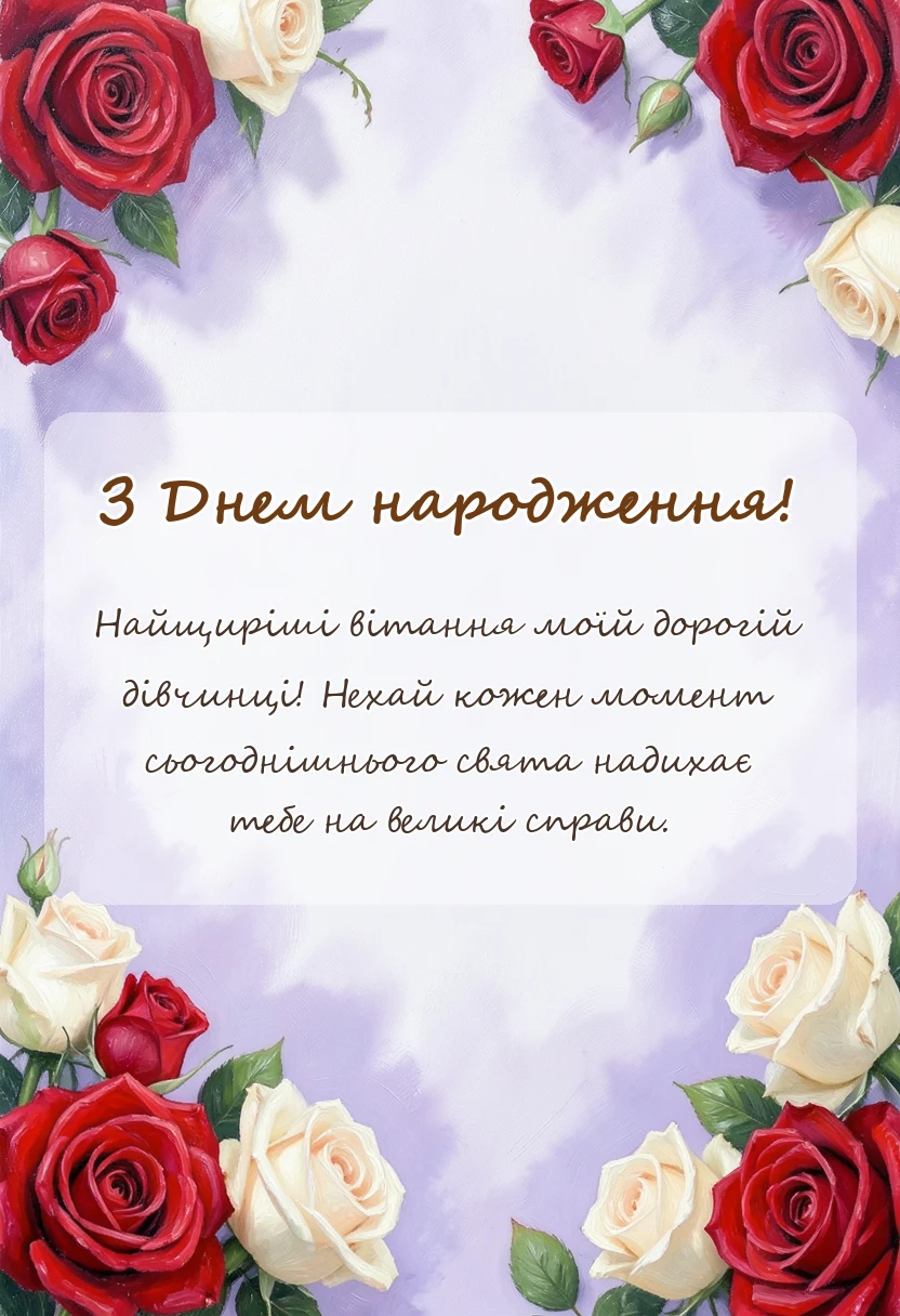 унікальна листівка - привітання з днем народження похресниці