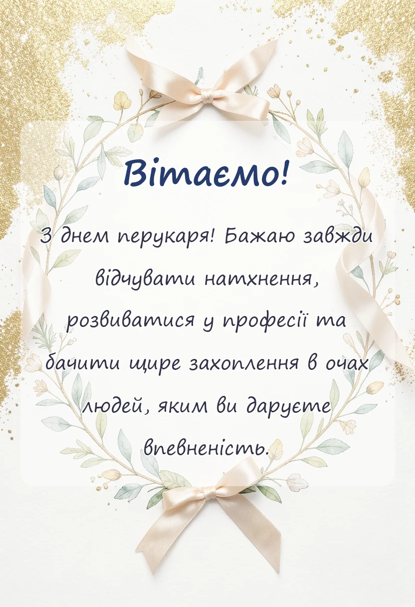 красива листівка: привітання з днем перукаря