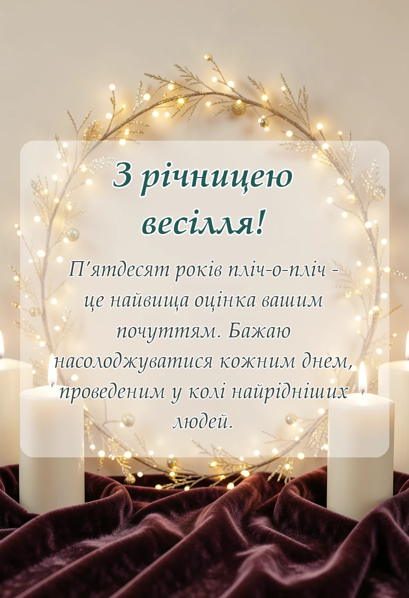 красива листівка: привітання з золотим весіллям