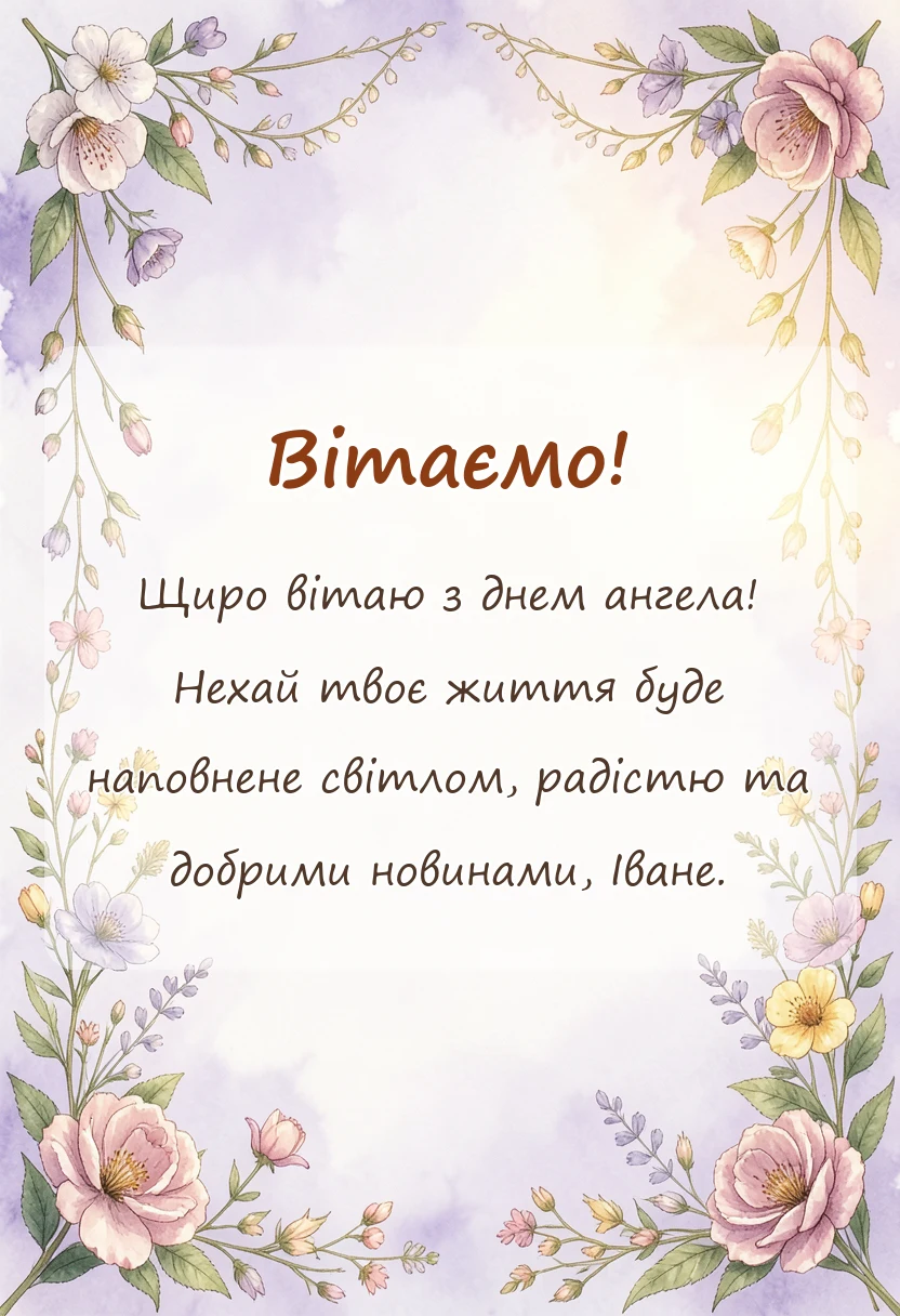листівка з побажанням - картинки з днем ангела івана