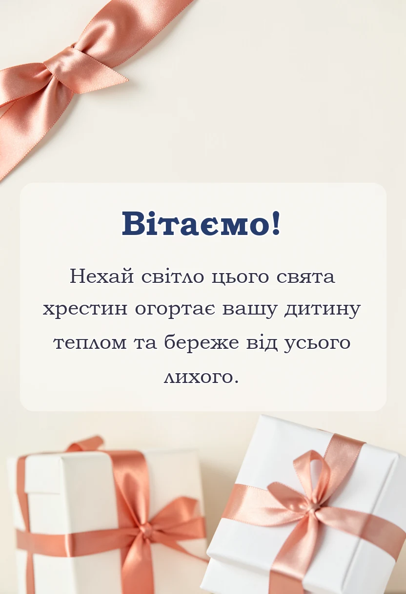 вітальна листівка - привітання з хрестинами