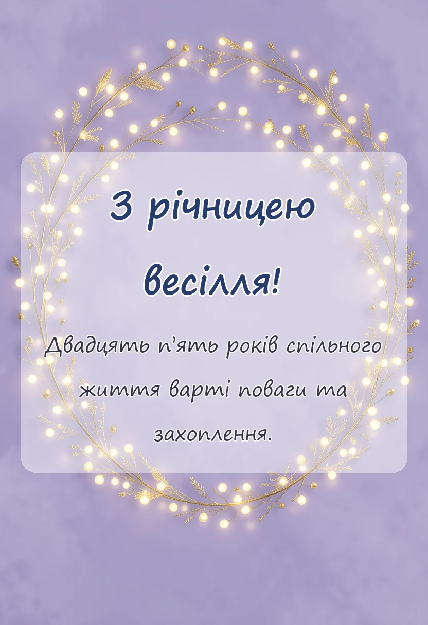 вітальна листівка - привітання з 25 річчям весілля своїми словами