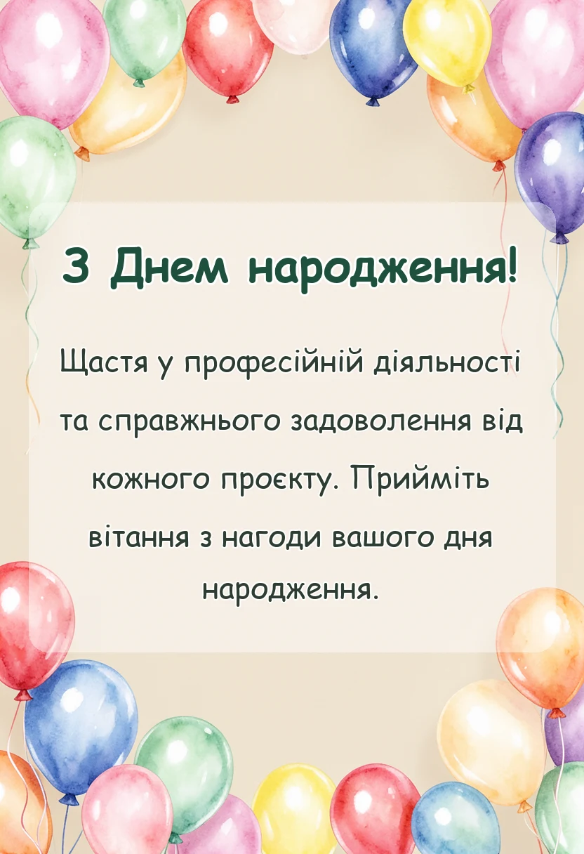 вітальна листівка - привітання з днем народження керівнику чоловікові