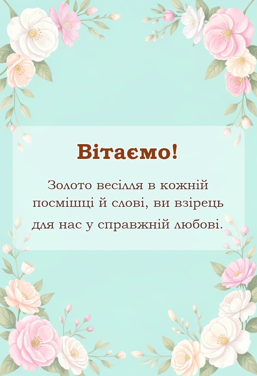 красива листівка: віршовані привітання з золотим весіллям