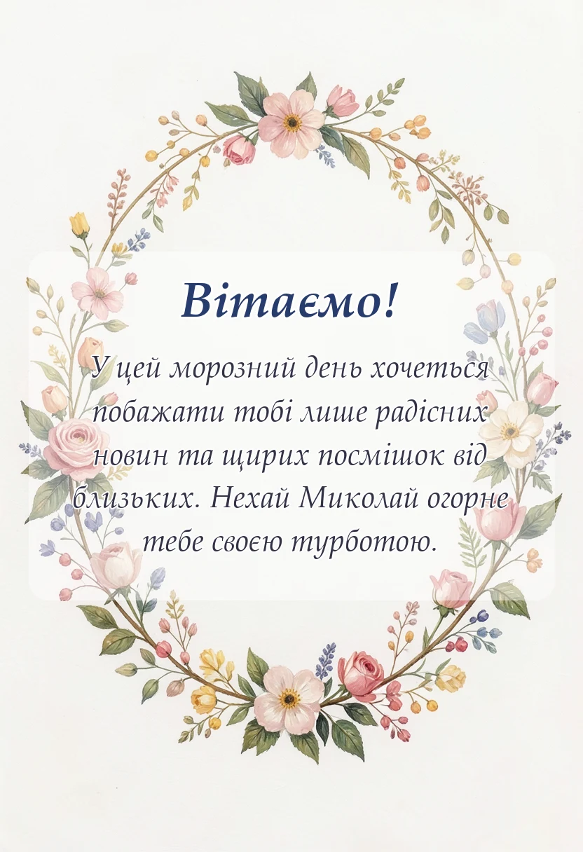 вітальна листівка - привітання з миколаєм