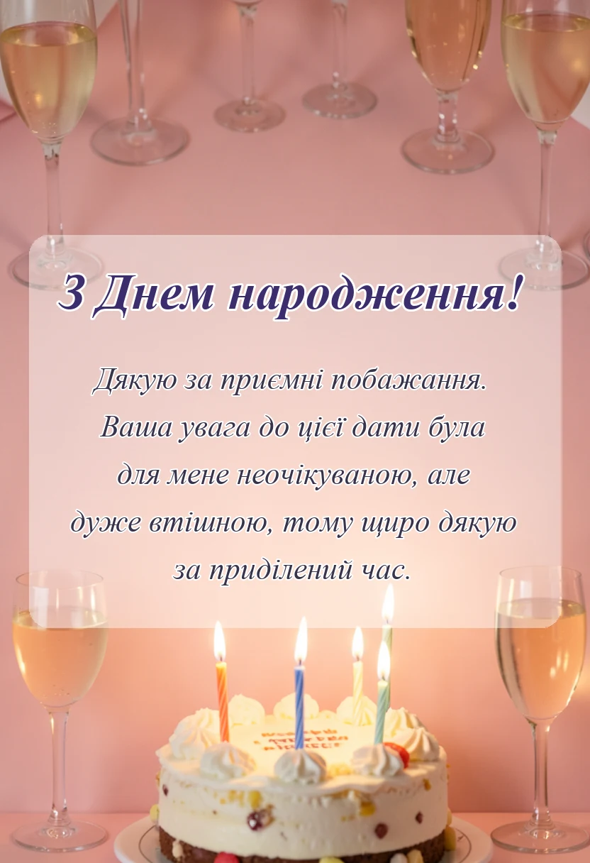 листівка з побажанням - дякую за привітання з днем народження
