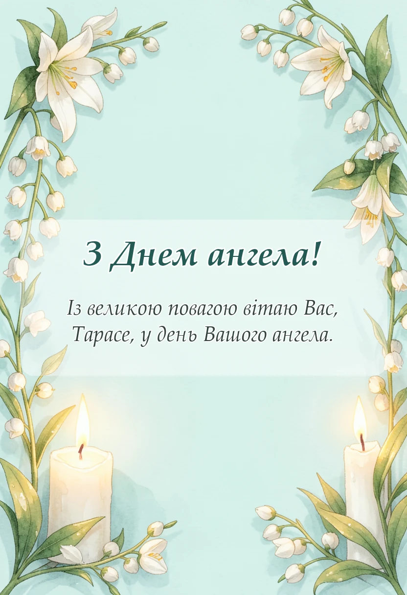 вітальна листівка - привітання з днем ангела тараса своїми словами та в картинках