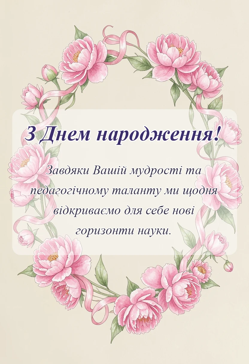 красива листівка: привітання з днем народження викладачу