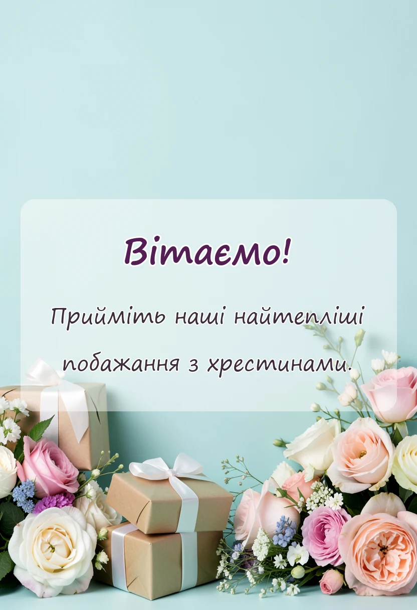 унікальна листівка - привітання з хрестинами