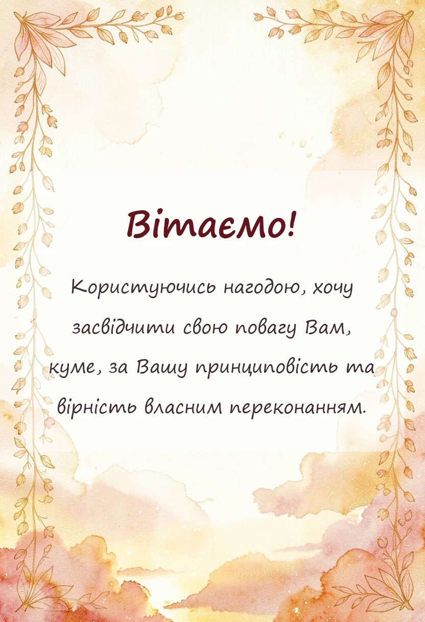 святкова картинка: слова подяки куму