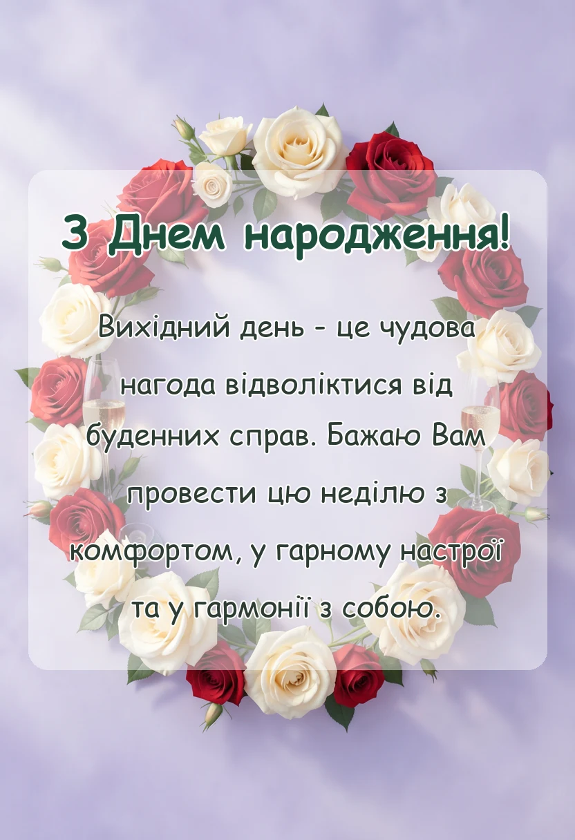 унікальна листівка - побажання гарного недільного дня