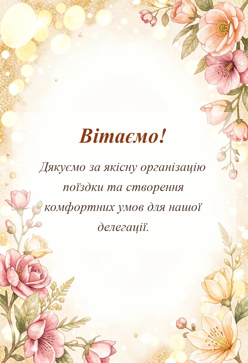 листівка з побажанням - подяка за поїздку своїми словами