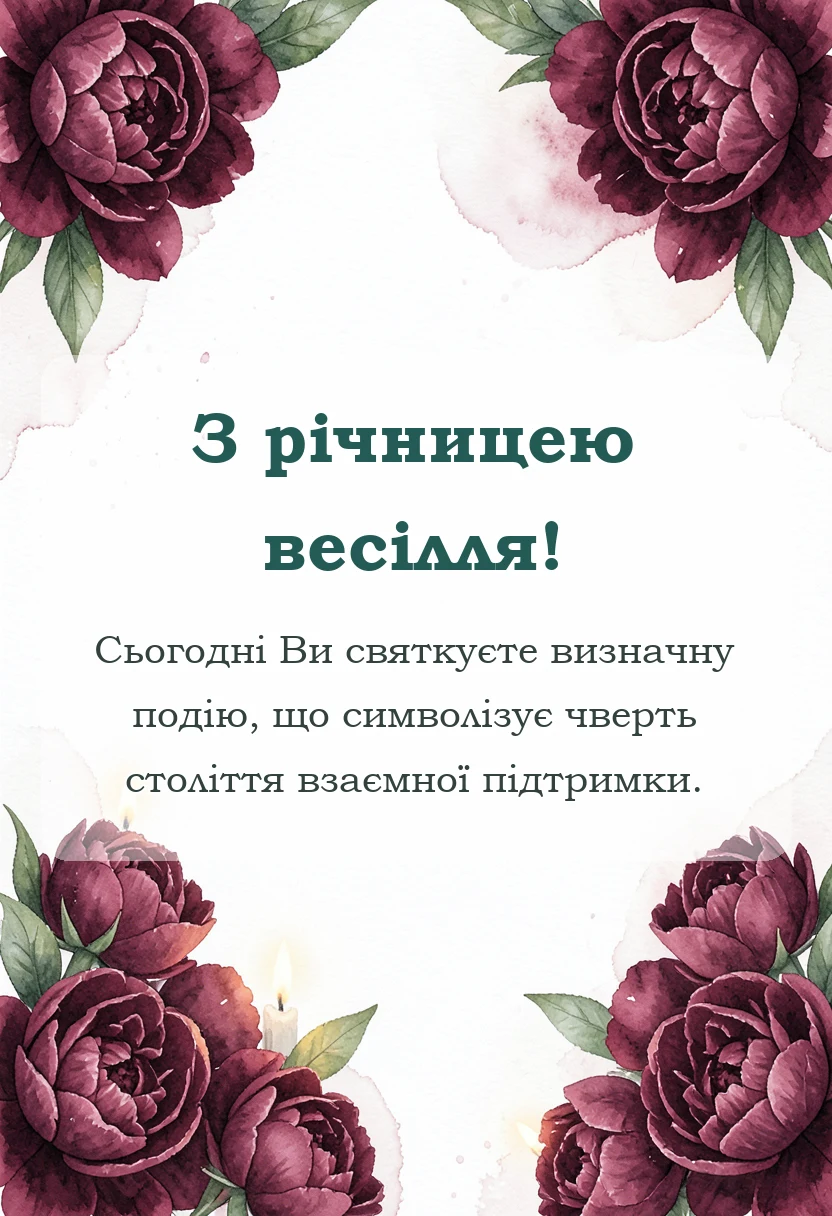 унікальна листівка - привітання з 25 річчям весілля своїми словами