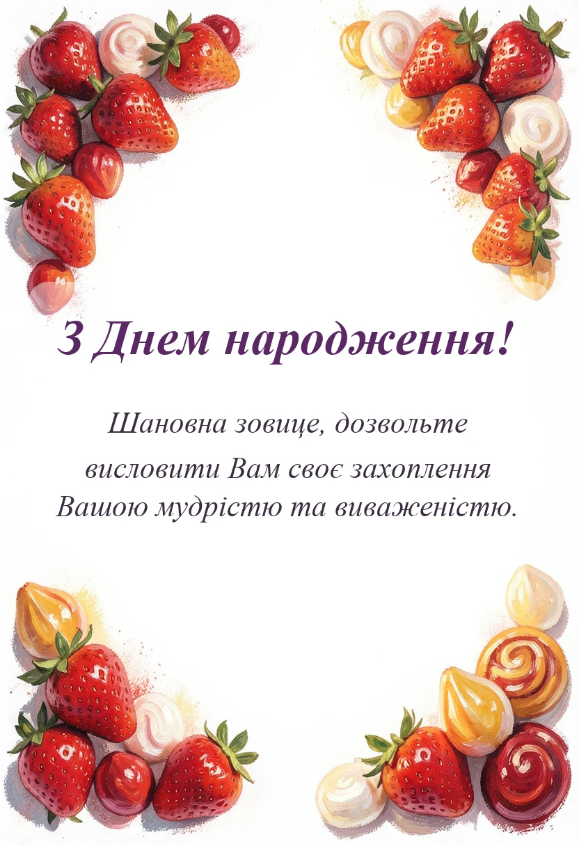 унікальна листівка - привітання з днем народження зовиці