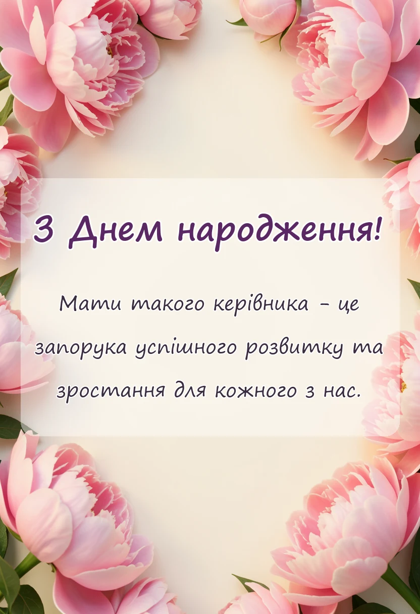 вітальна листівка - привітання з днем народження керівнику чоловікові