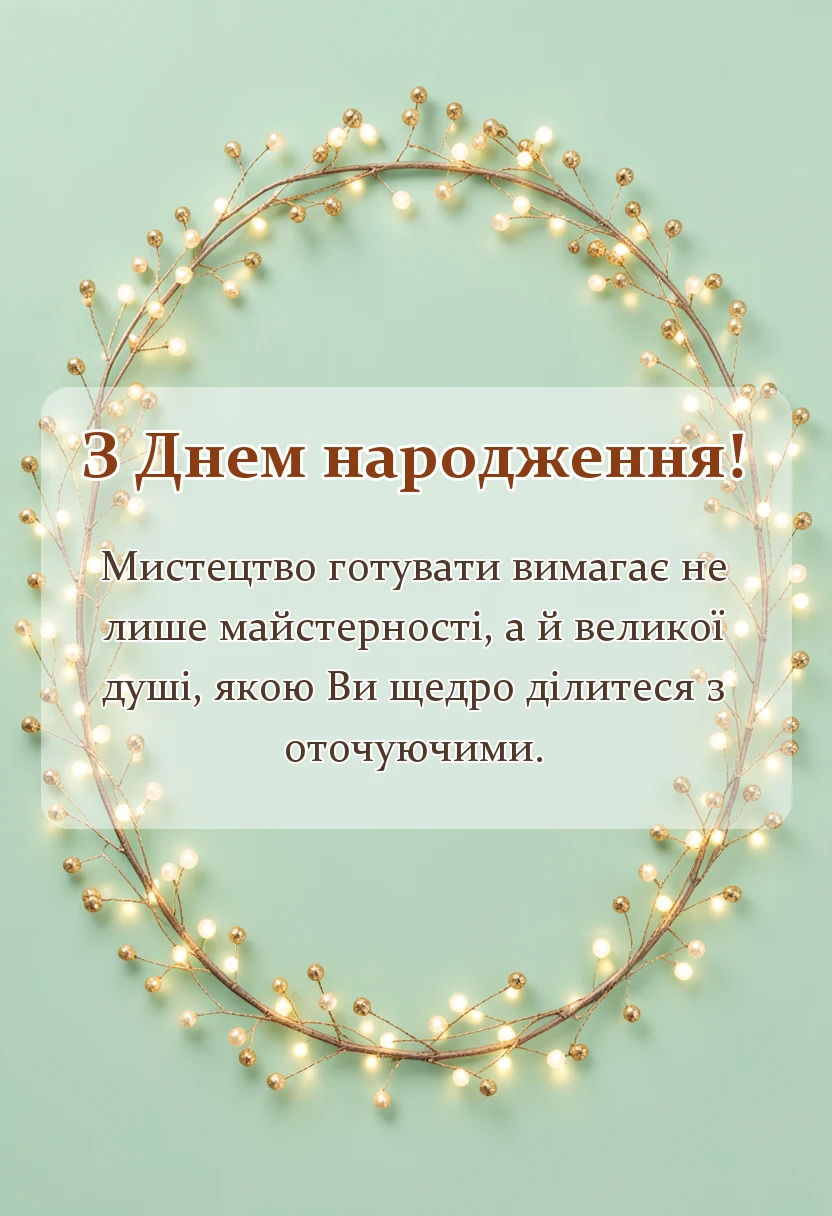 вітальна листівка - привітання кухаря з днем народження