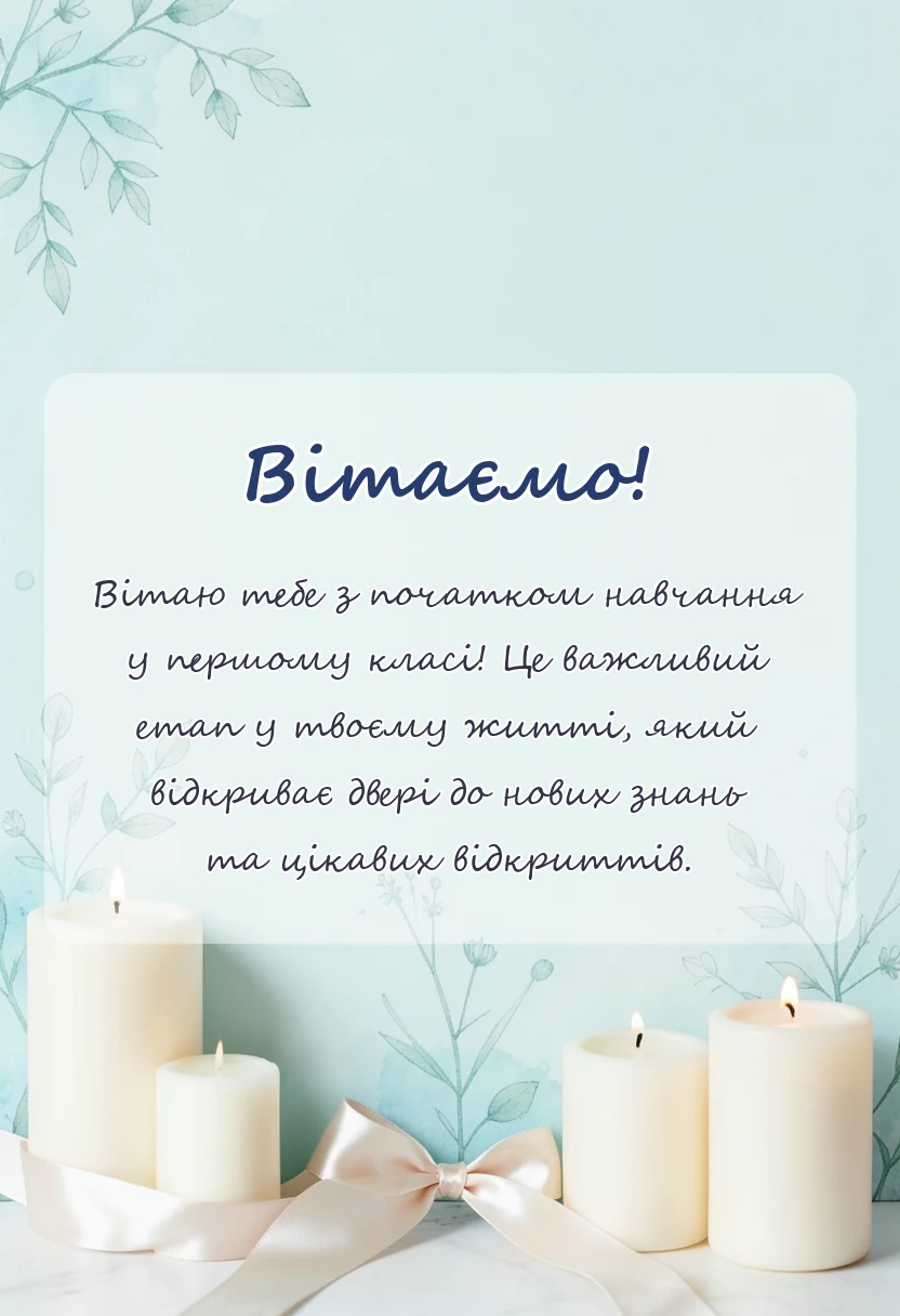 унікальна листівка - побажання дитині яка йде в перший клас