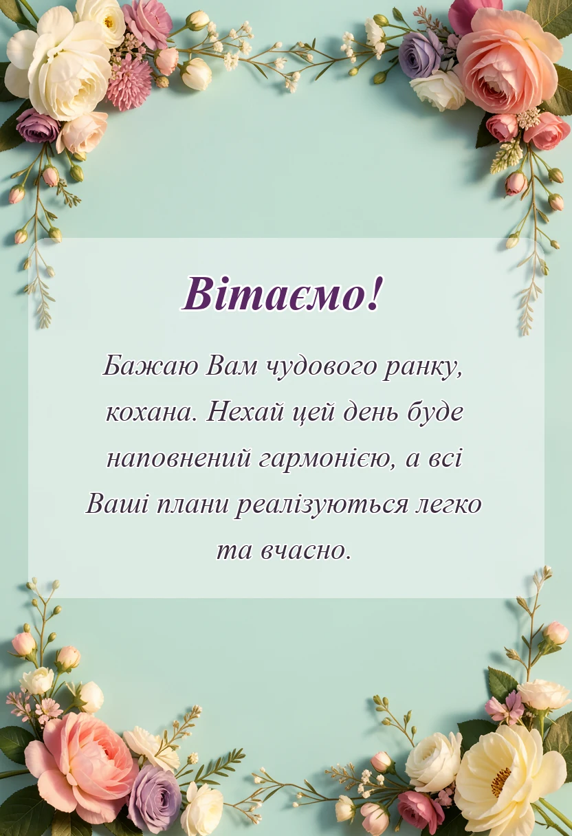листівка з побажанням - побажання доброго ранку коханій