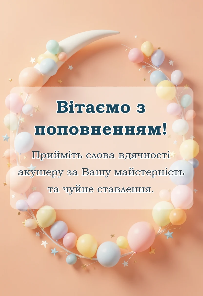 святкова картинка: подяка лікарю за народження дитини