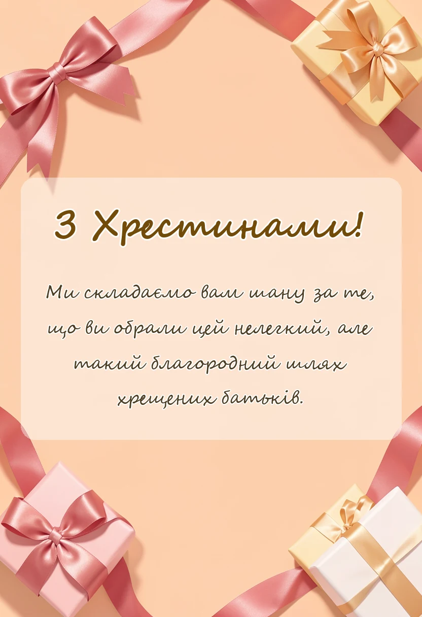 красива листівка: подяка хрещеним батькам зворушливі слова на хрестини