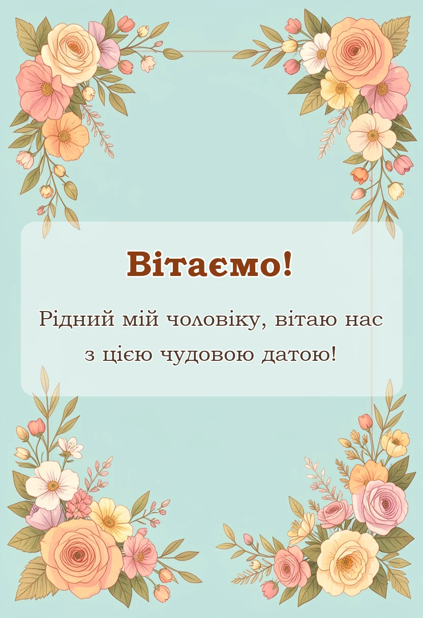 красива листівка: привітання з гранатовою річницею чоловіку
