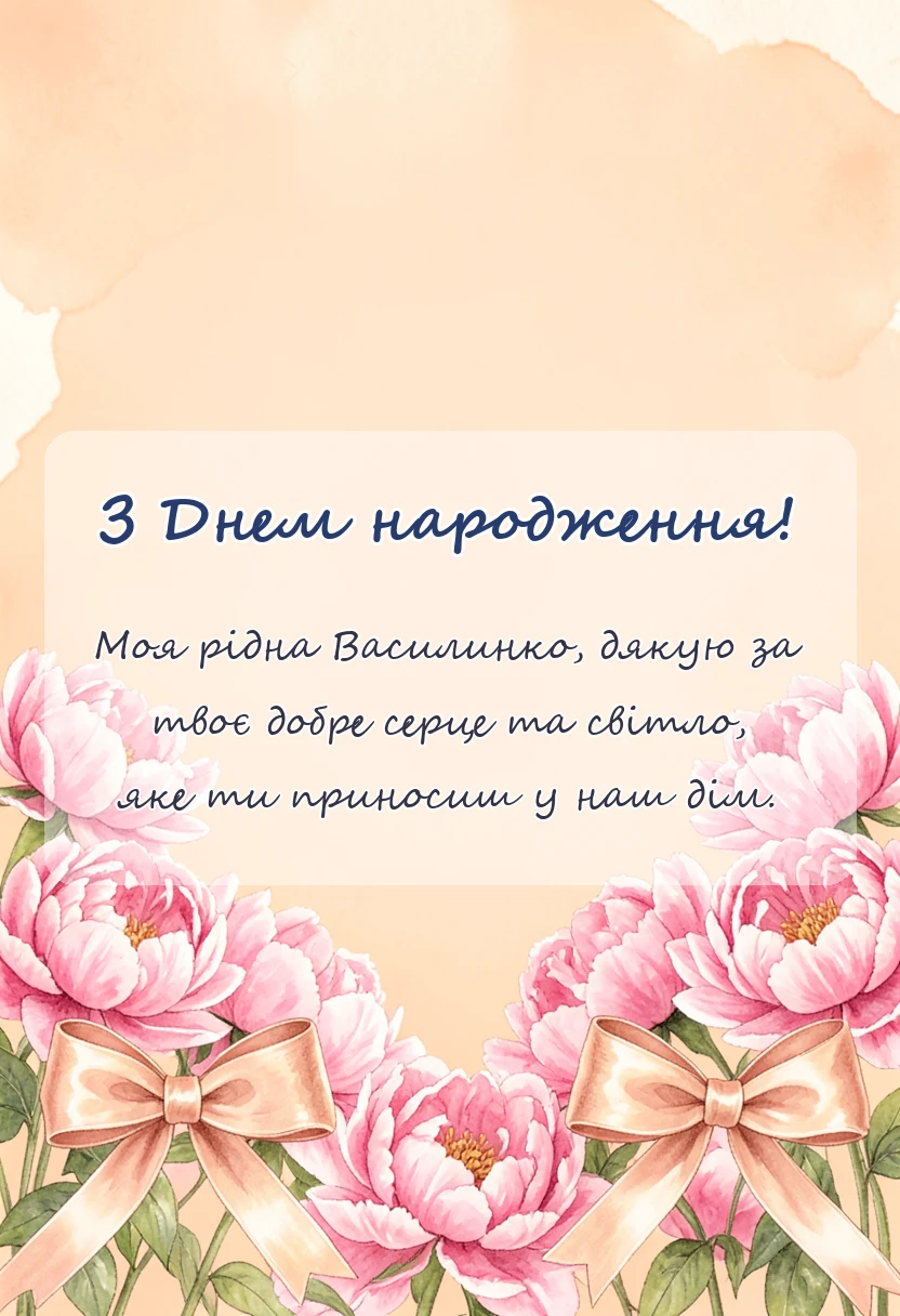 унікальна листівка - привітання з днем народження василині