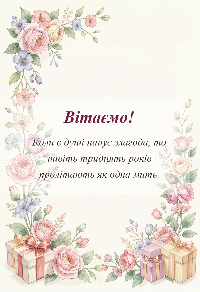 красива листівка: привітання з річницею весілля 30 років