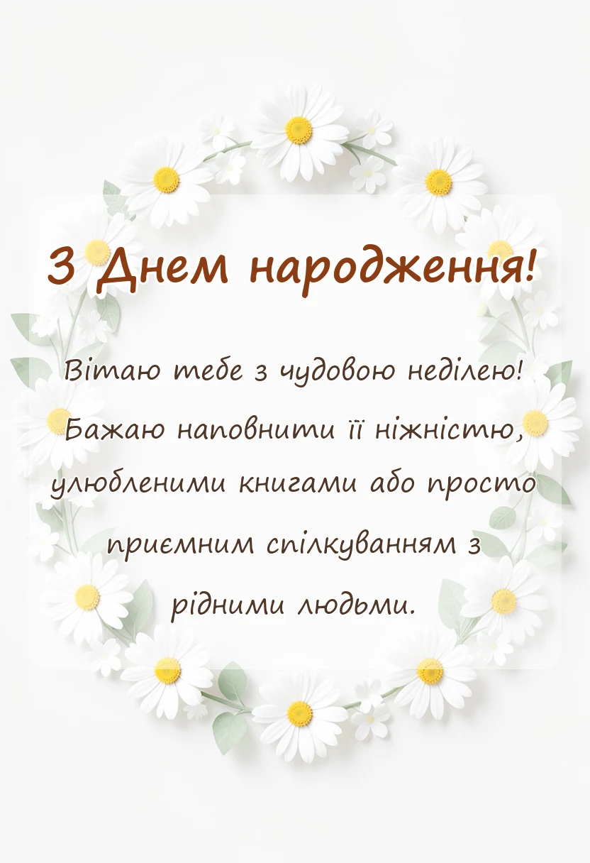 вітальна листівка - побажання гарного недільного дня
