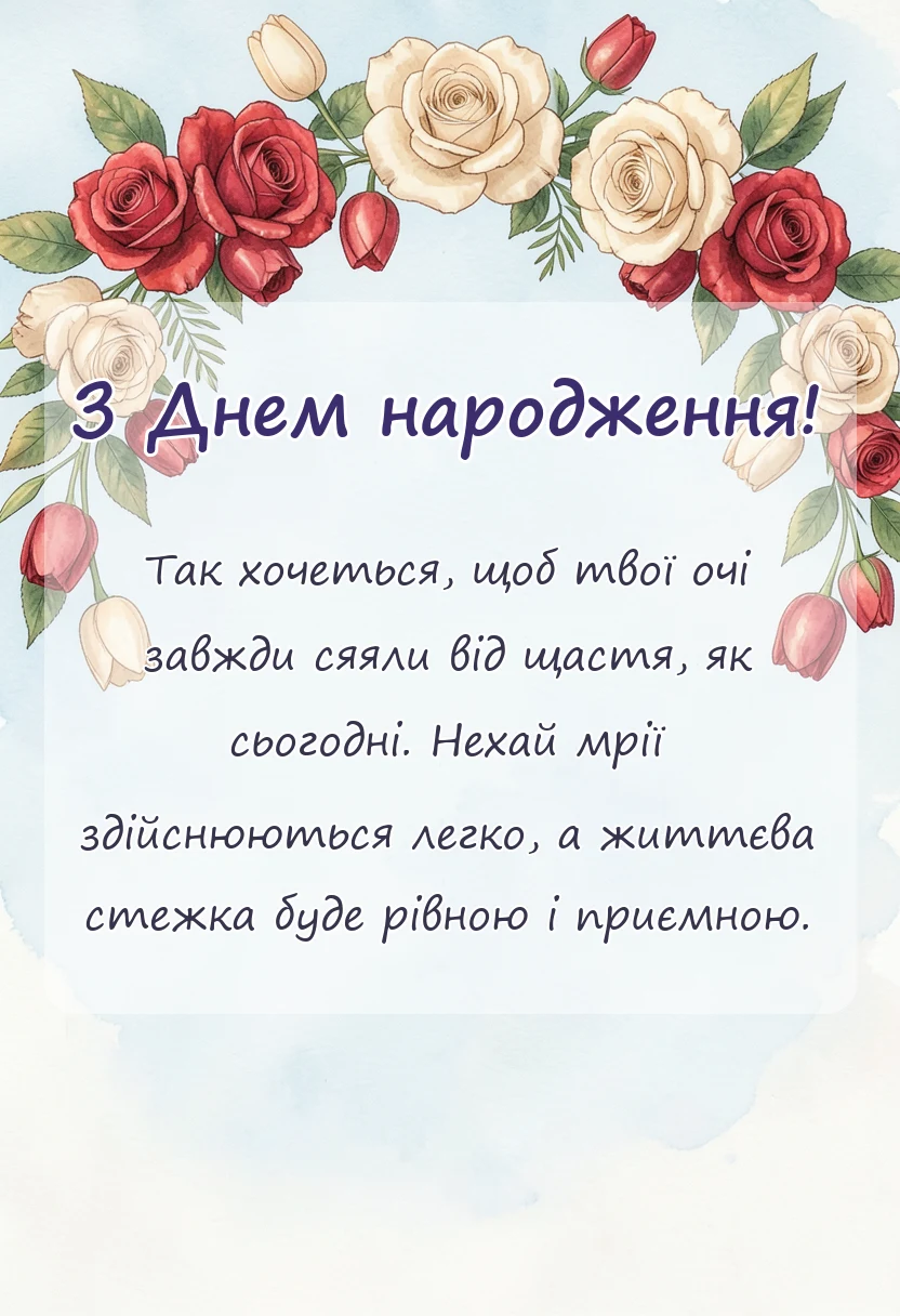 унікальна листівка - побажання на день народження простими словами