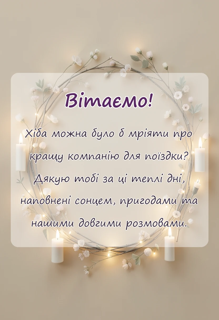 листівка з побажанням - подяка за поїздку своїми словами