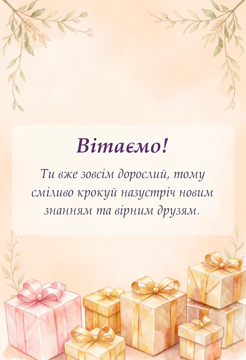 листівка з побажанням - привітання з 1 вересня дитині