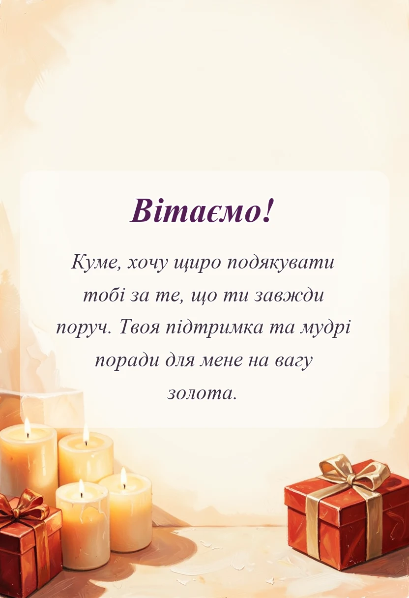 унікальна листівка - слова подяки куму