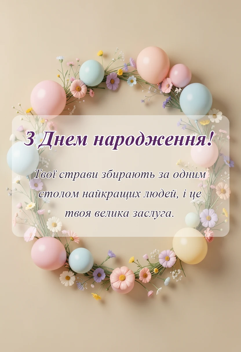 вітальна листівка - привітання кухаря з днем народження