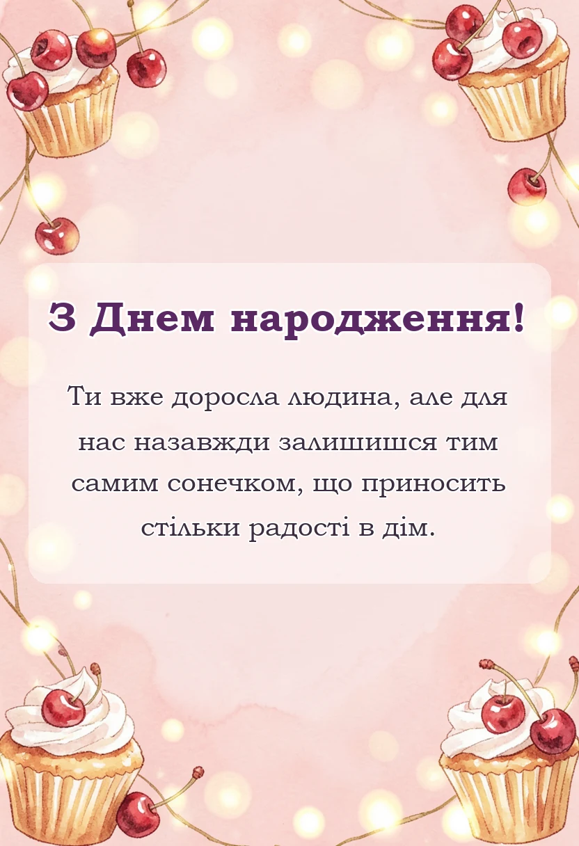 унікальна листівка - привітання з 18-річчям