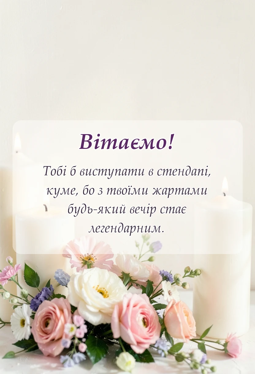 листівка з побажанням - подяка куму своїми словами