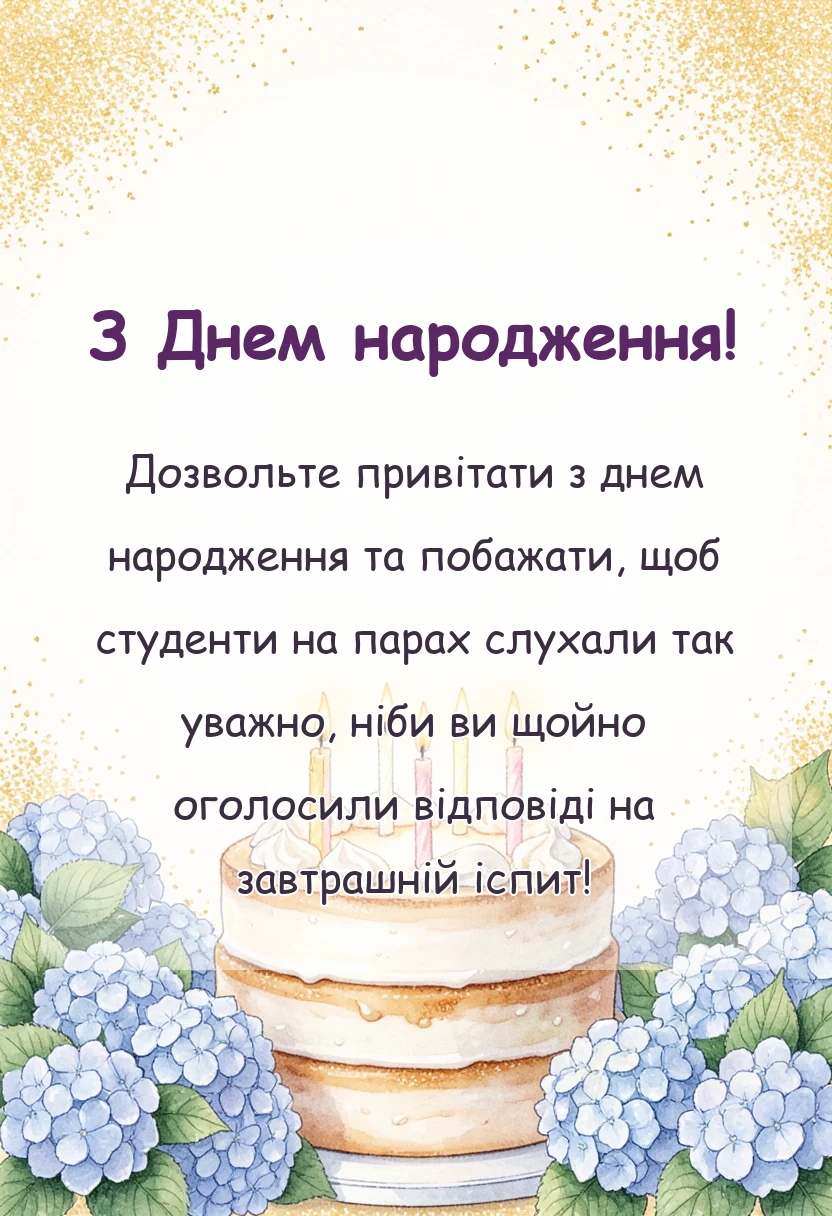 святкова картинка: привітання з днем народження викладачу