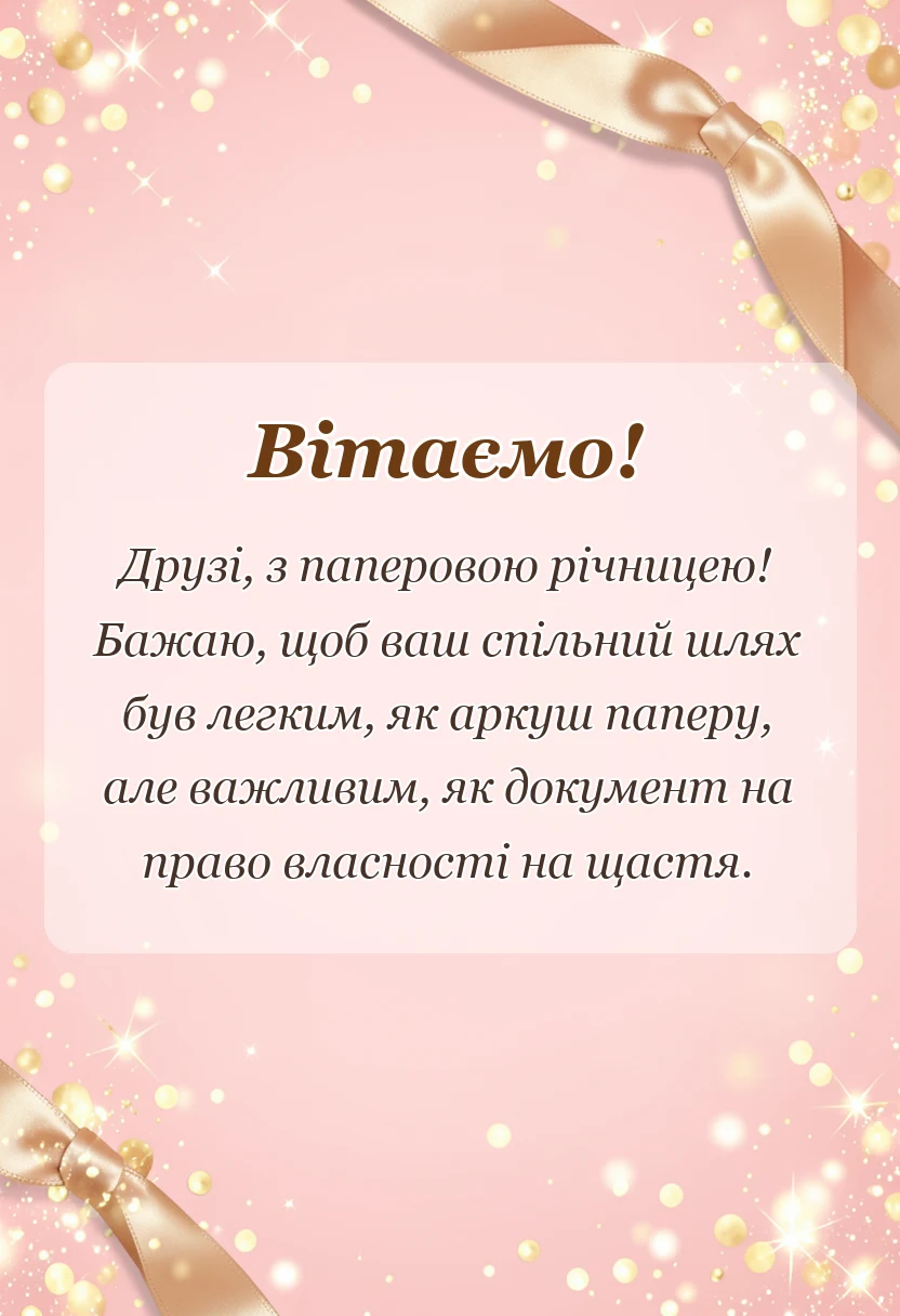 вітальна листівка - привітання з річницею весілля 2 роки