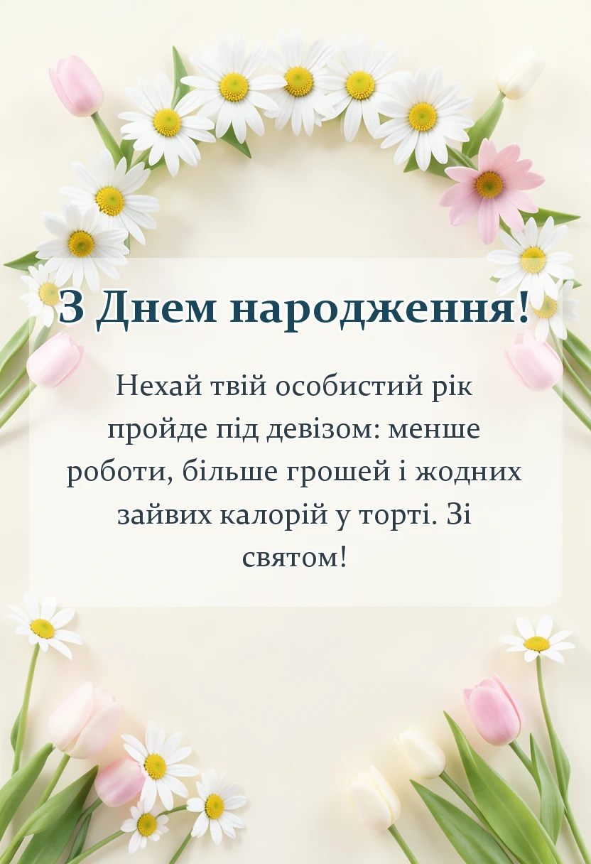 святкова картинка: легке привітання з днем народження