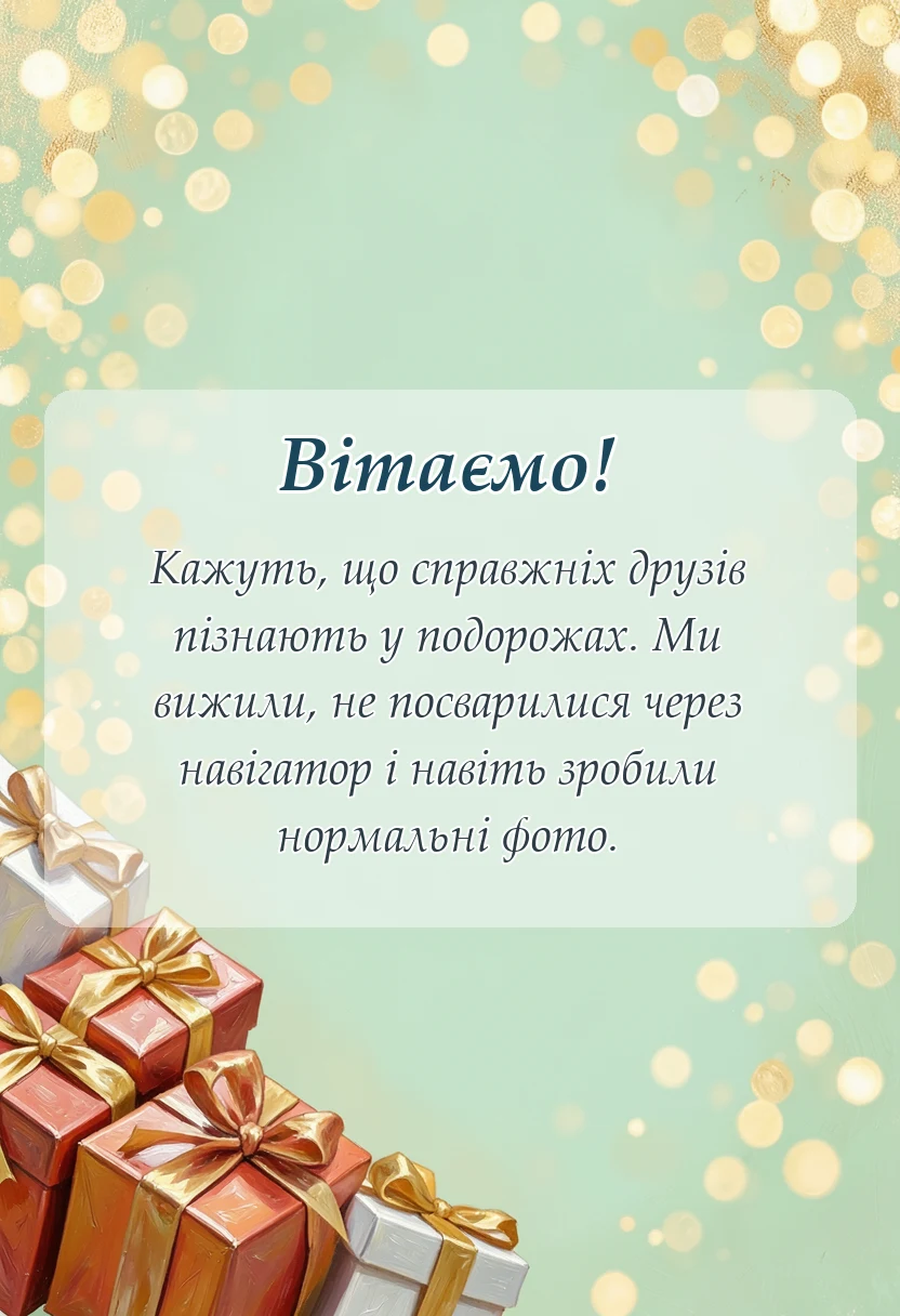 вітальна листівка - подяка за поїздку своїми словами