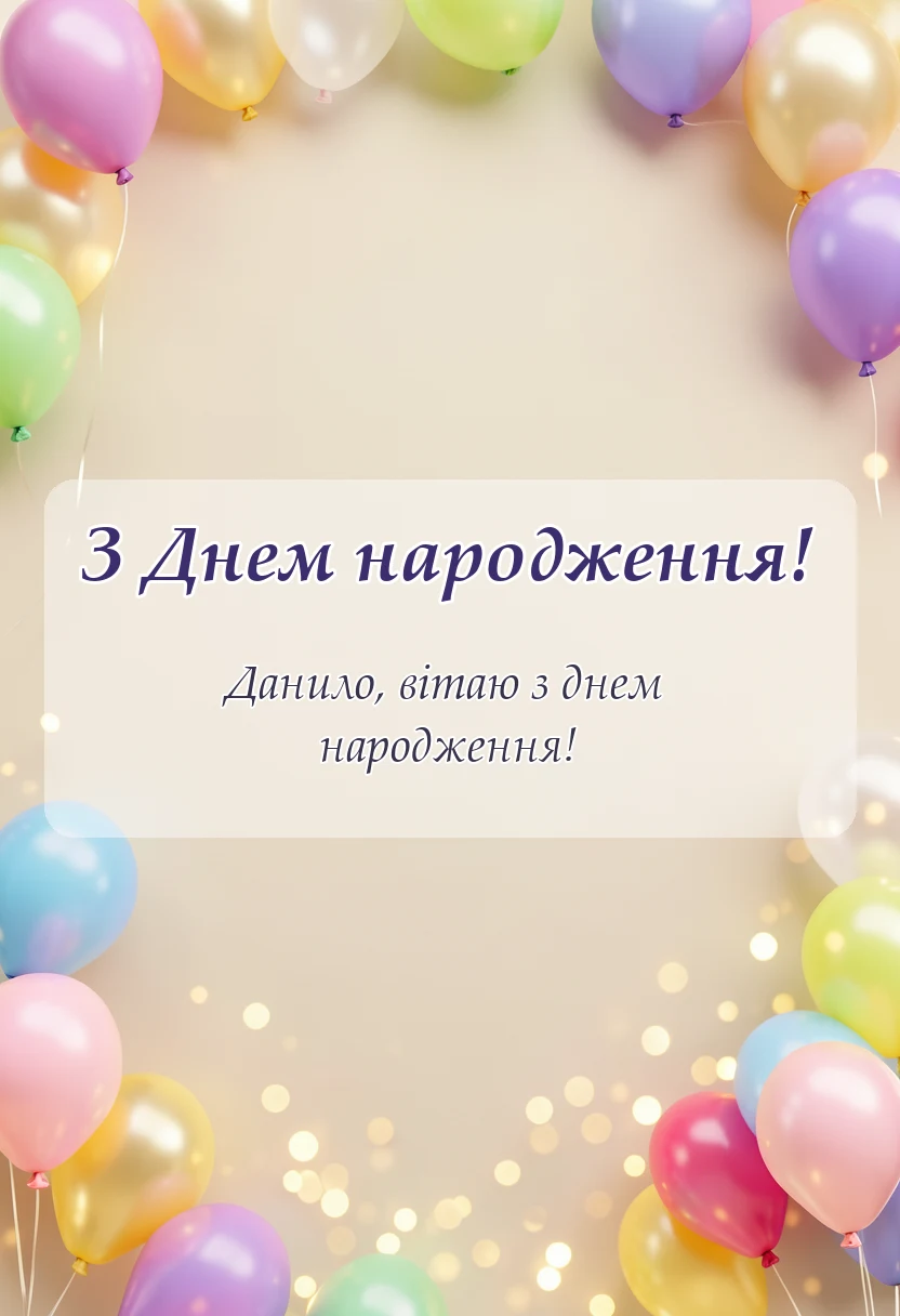 вітальна листівка - привітання з днем народження дані