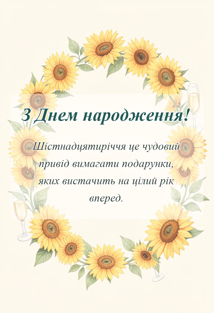 святкова картинка: що можна побажати на 16 років