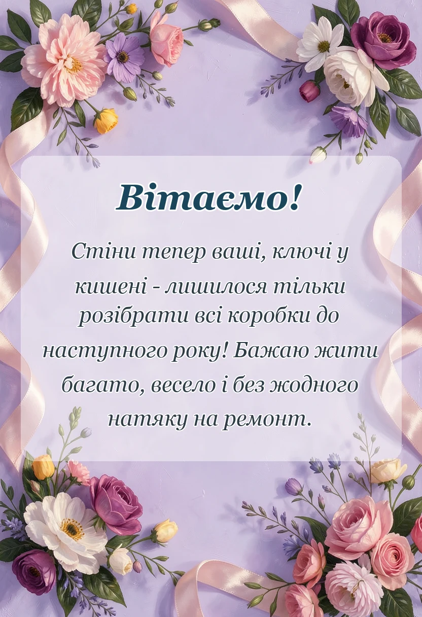 святкова картинка: привітання з новосіллям у віршах