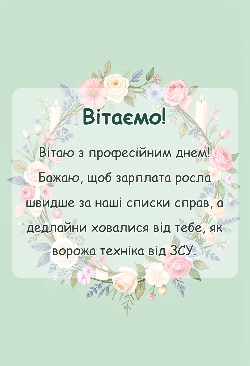листівка з побажанням - привітання з професійним святом під час війни