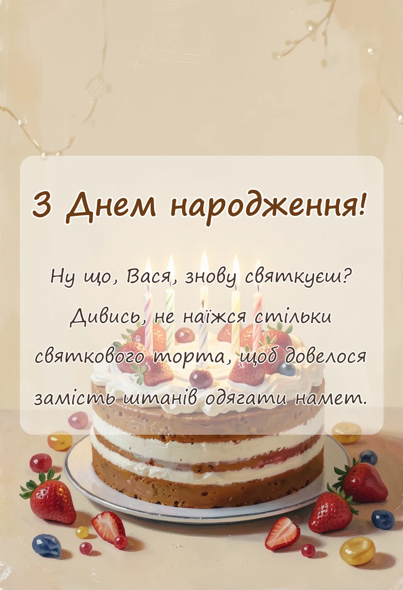 унікальна листівка - привітання з днем народження василь